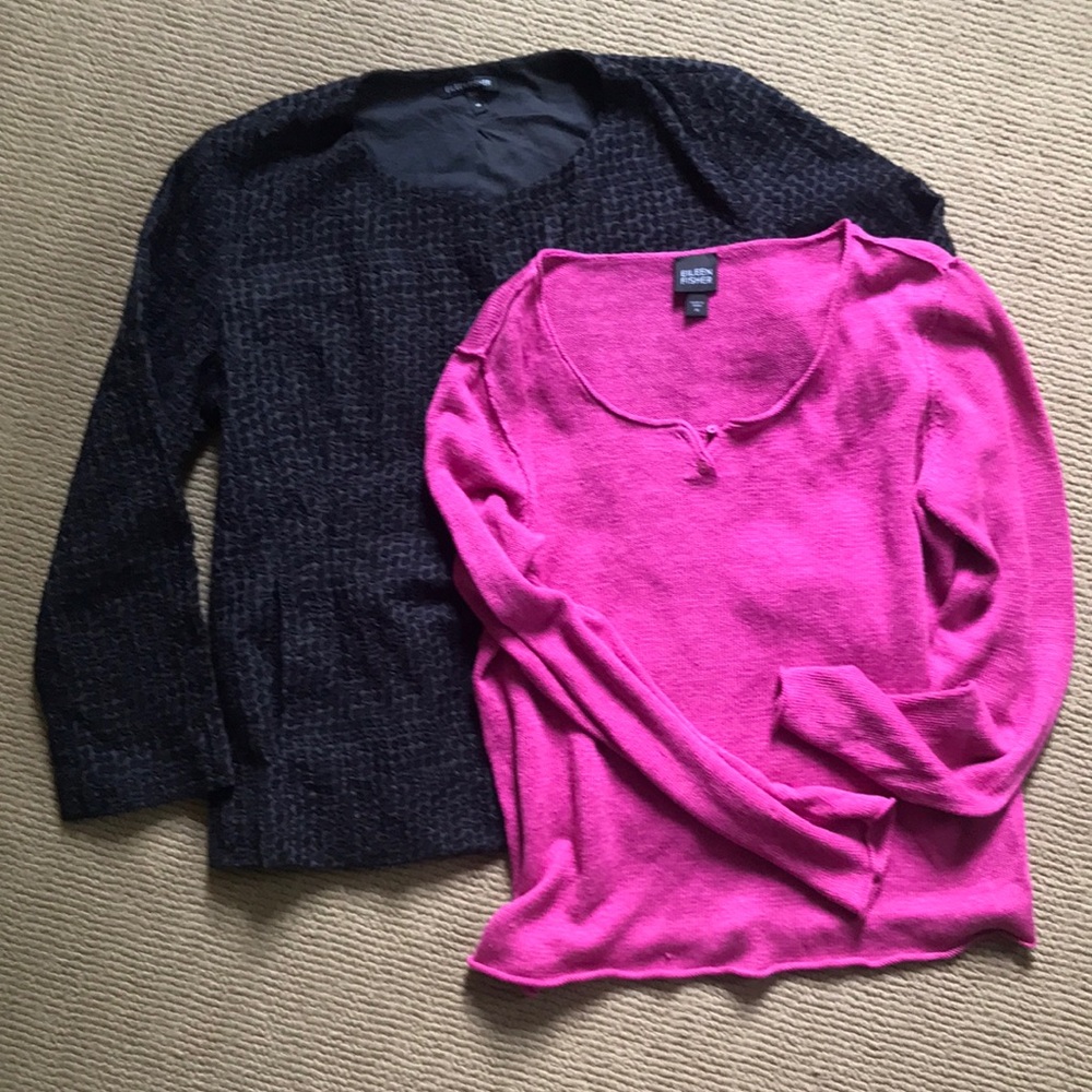 Eileen Fisher Bundle! size medium Embroidered jacket / linen top